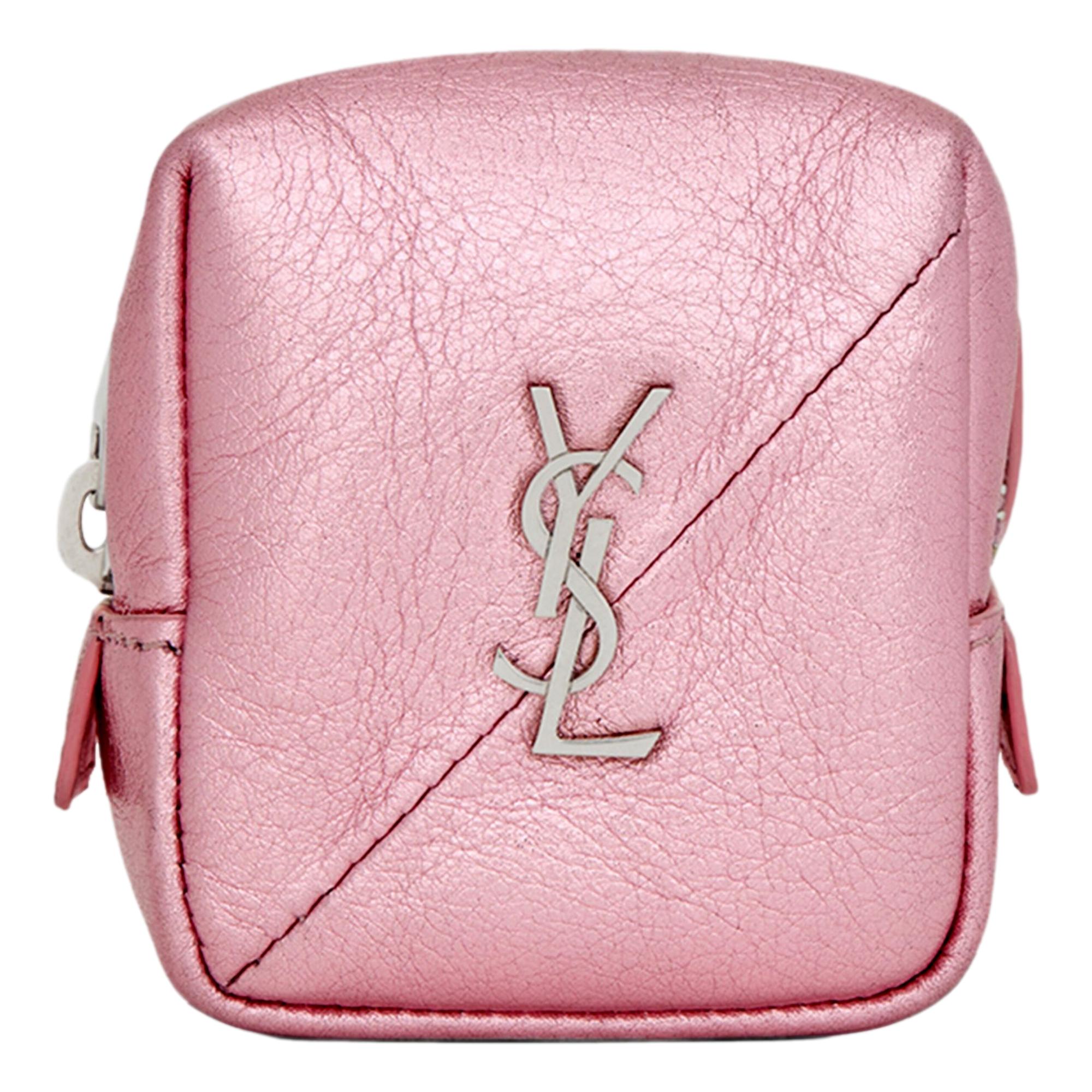 Saint Laurent Jamie YSL Keyring Cube Pink Leather 669964