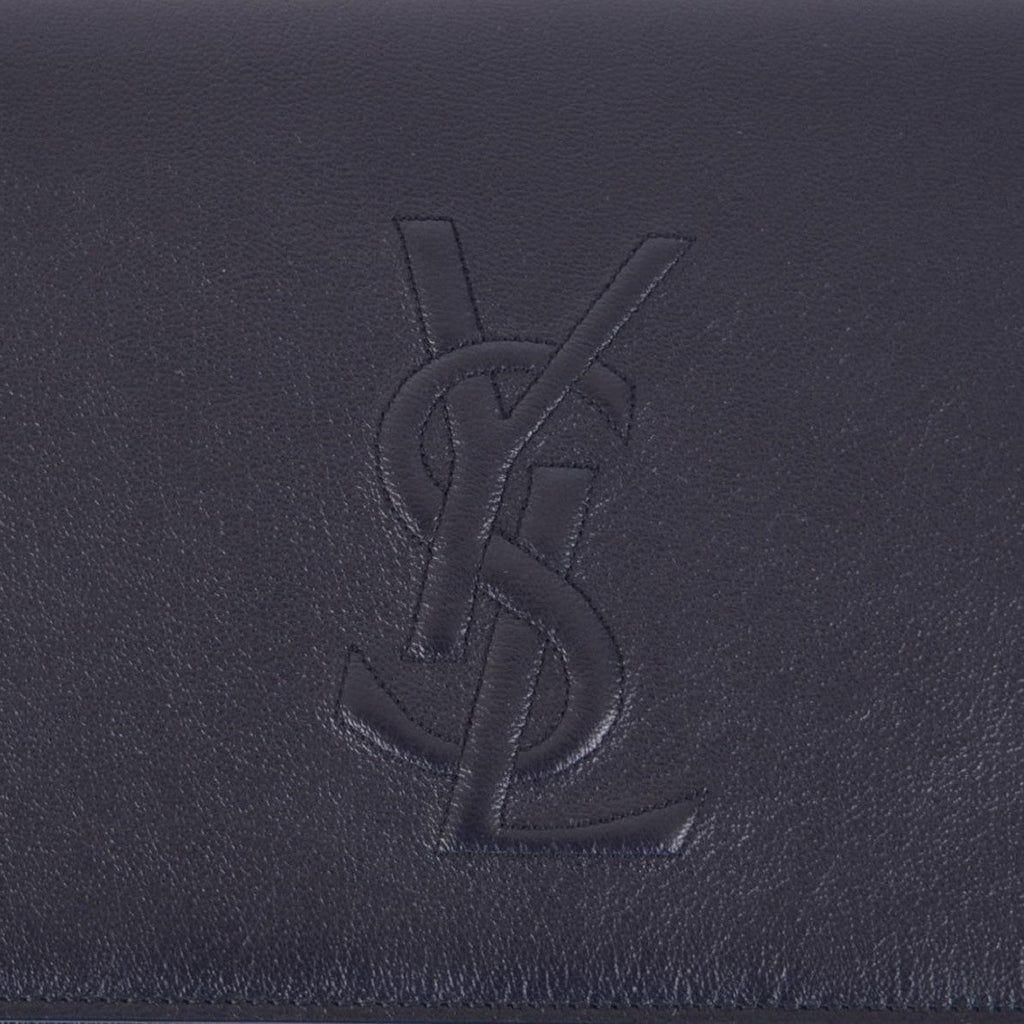 Saint Laurent YSL Belle De Jour Navy Blue Leather Large Clutch Bag 361 ...