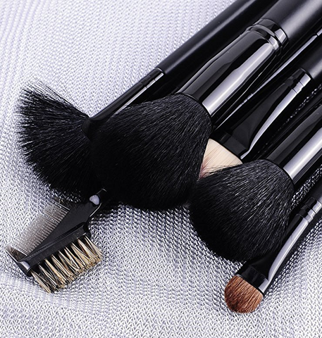 11pc Piece Luxury Black Goat Hair Brushes With Chrome Aluminium 1