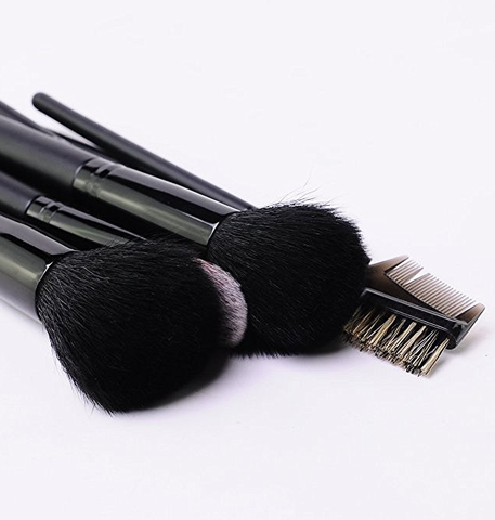 11pc Piece Luxury Black Goat Hair Brushes With Chrome Aluminium 3