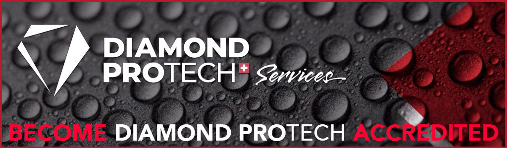 Become Diamond Protech Accredited Red & White with Water Beading