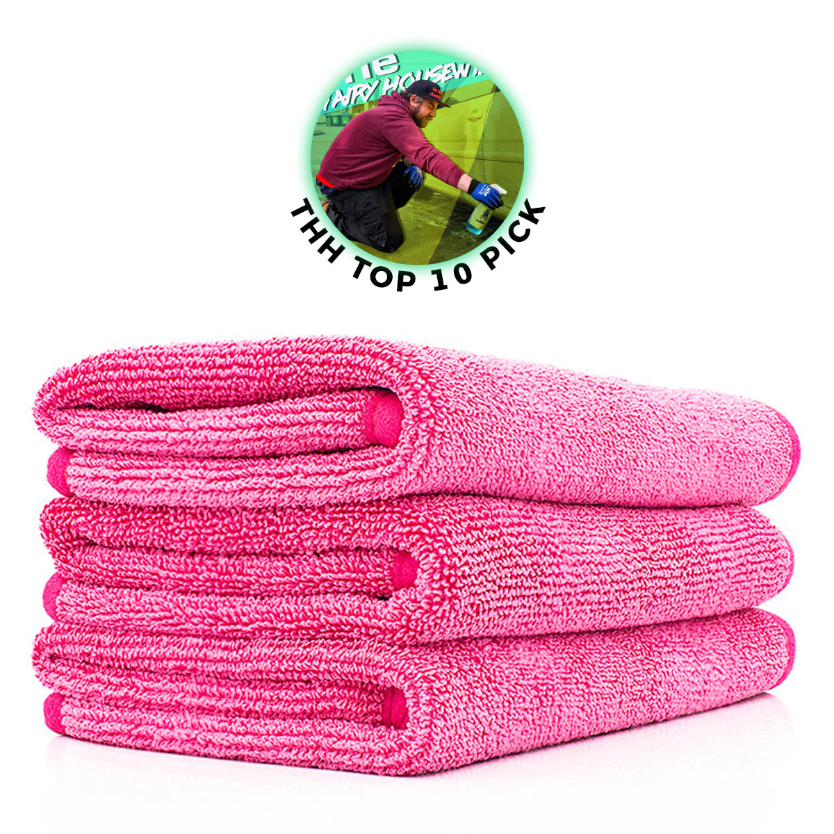 The Rag Company - Premium FTW Microfiber Cleaning Towels for Glass,  Windows, Mirrors, Polished Surfaces - Streak-Free, Scratchless, 16 x16”,  Pink