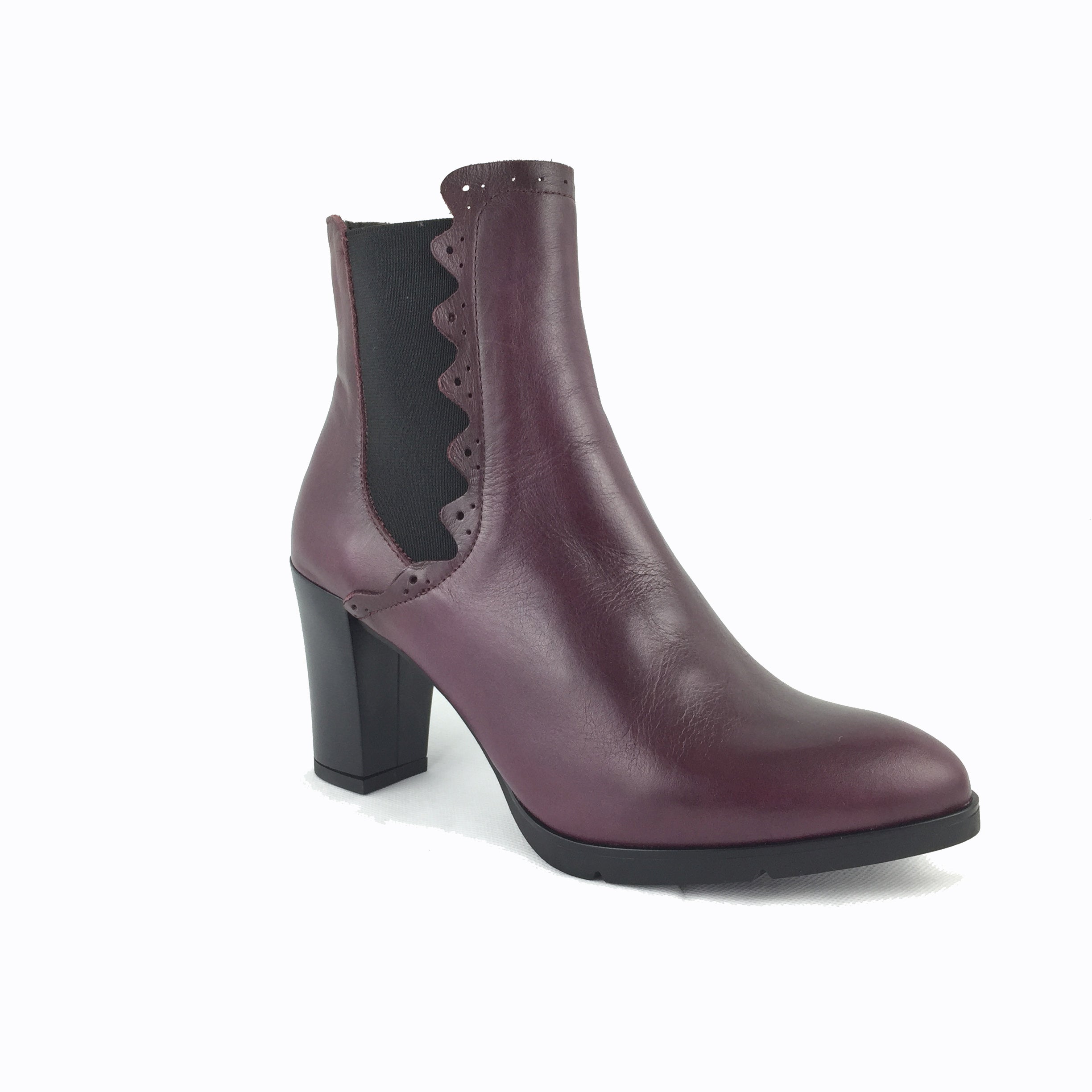 wine leather ankle boots