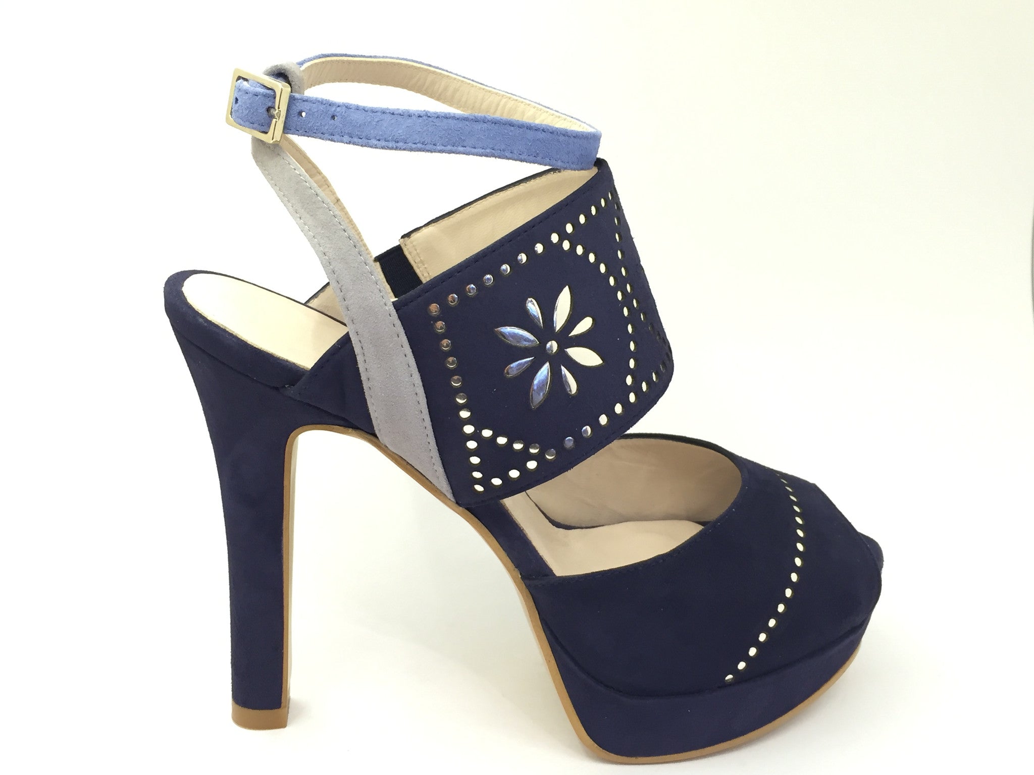 navy blue thick heels