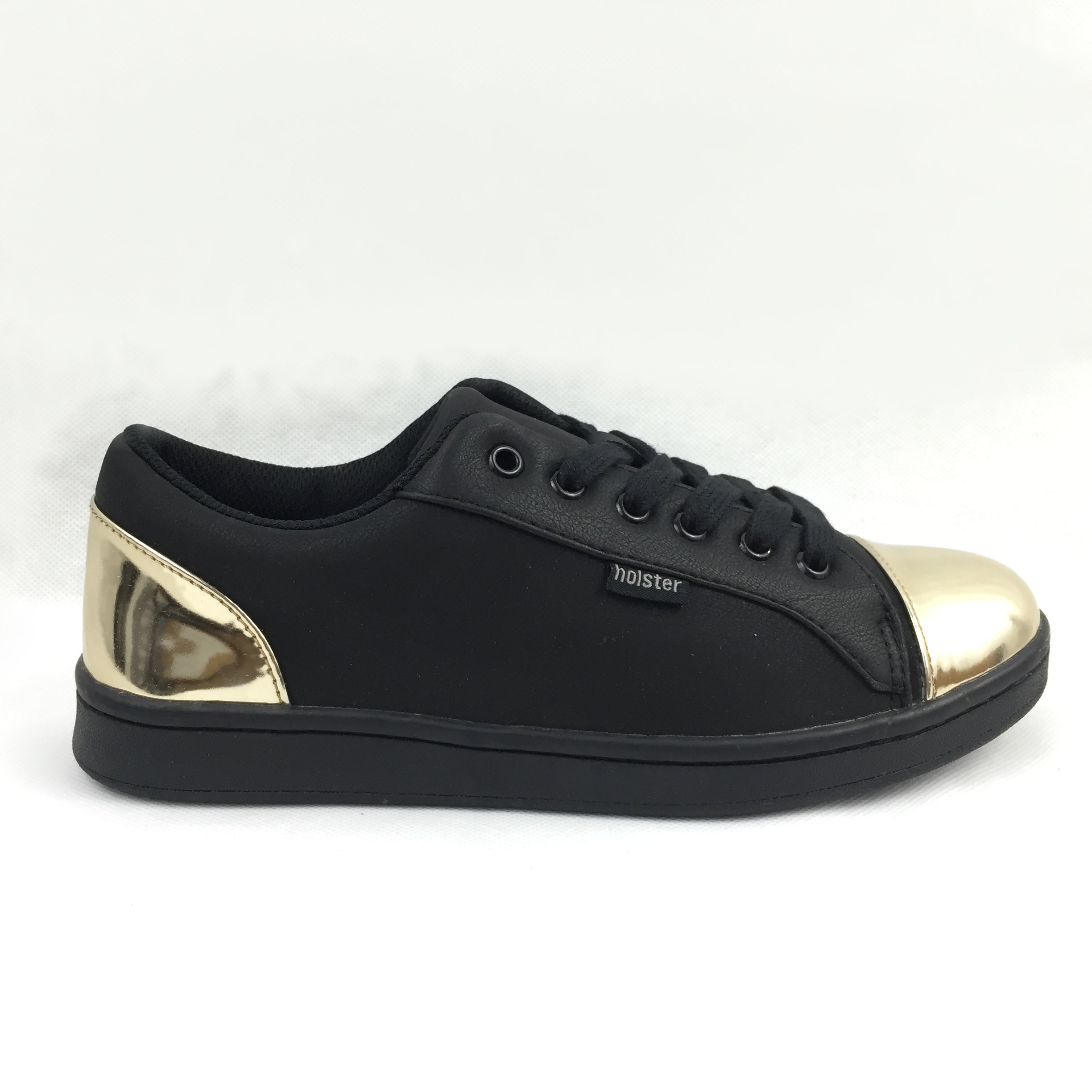 black and gold trainers