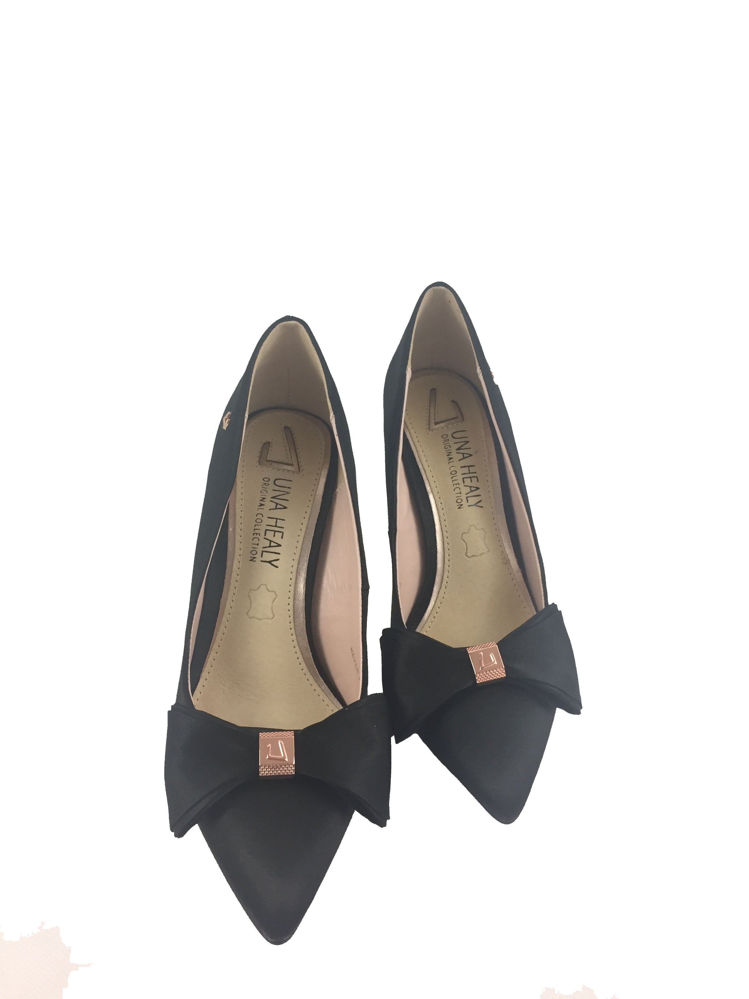 black satin court shoes