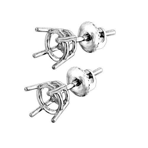 4 Prong Screw Back Basket Stud Earring Mounting 18K White Gold For 0.3 –  KnicKKnacK