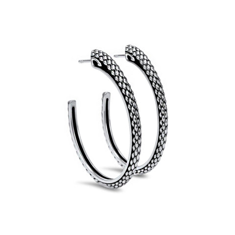 Spirit Python Hoop Earrings in Sterling Silver