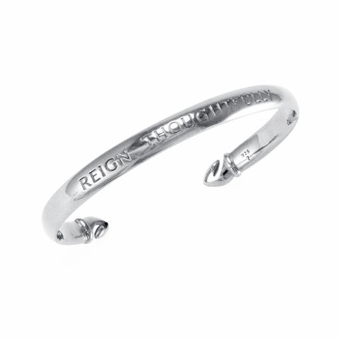 sterling silver engraved Reign Thoughtfully cuff
