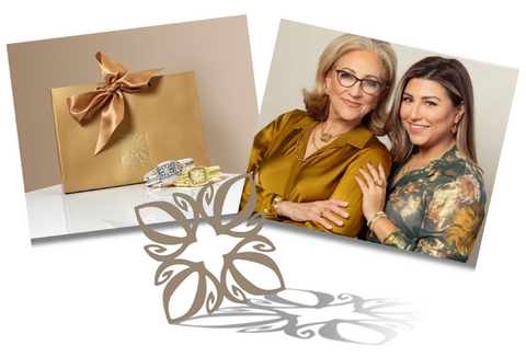 INSIGNIA Collage with jewelry, icon, Ann King Lagos and her daughter Kate