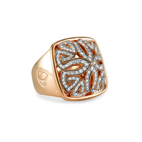 intricately detailed ring in 18K Rose Gold and CZ Blanc