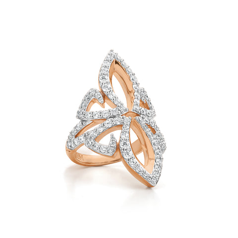gala statement ring in rose gold and white cz