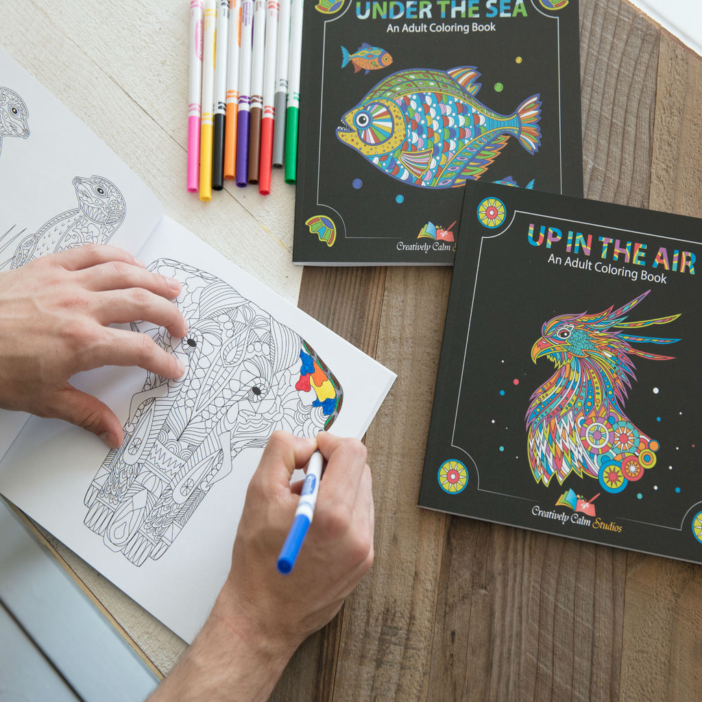 Download Adult Coloring Book Set Into The Jungle Under The Sea Up In The Ai Creatively Calm Studios