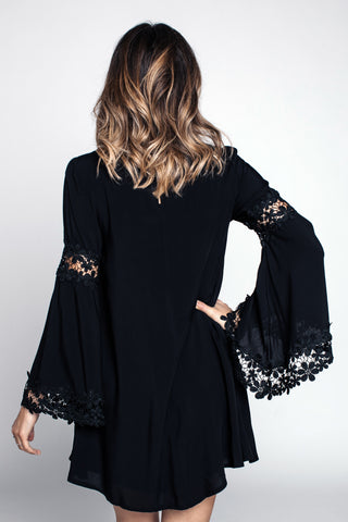 Buy Lace Applique Bell Sleeve Dress at 