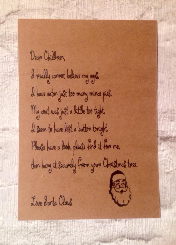 Santa S Lost Button Poem Free Printable