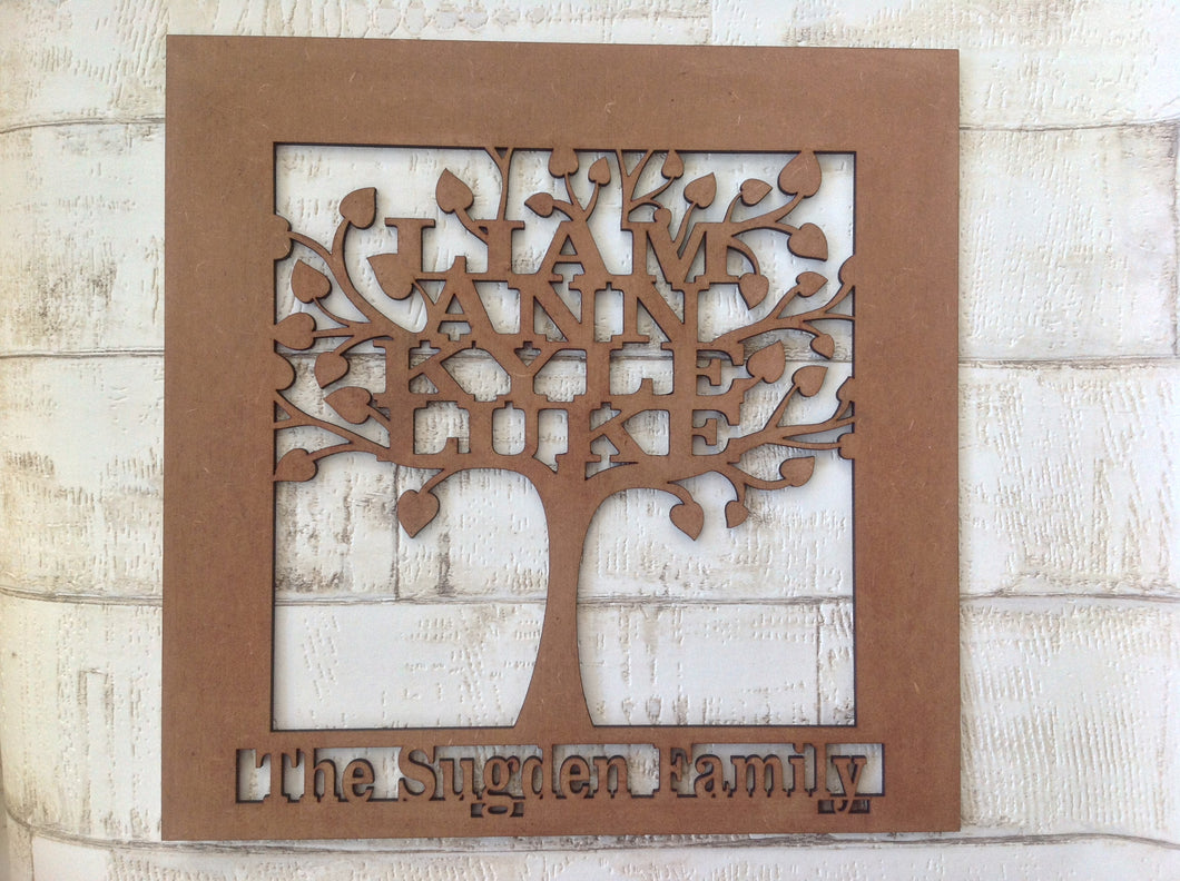 Family tree wooden personalised laser cut plaque | Fred & Bo – Fred And Bo