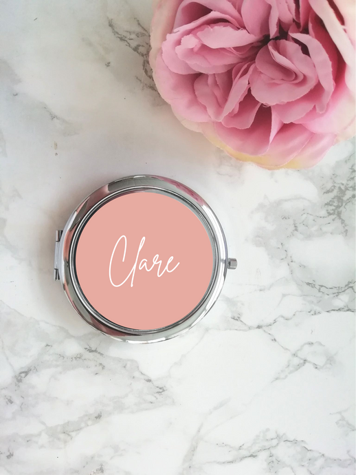 Personalised Compact Mirror- Coral