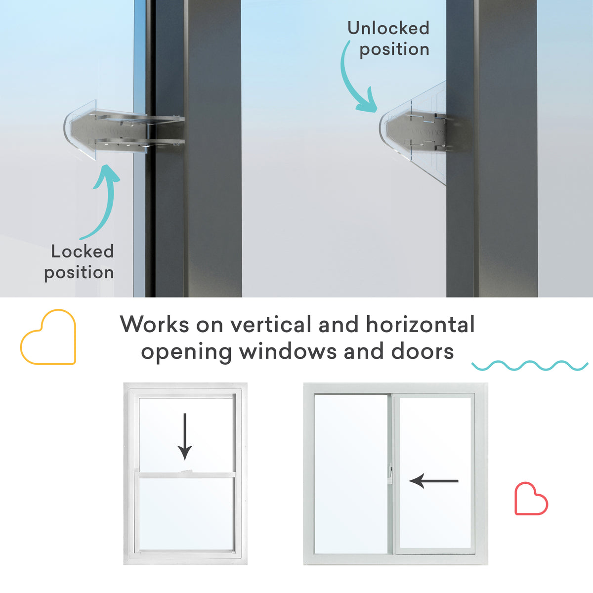 Safetynex 3M Adhesive Sliding Door Lock for Child Safety, Baby Proof W