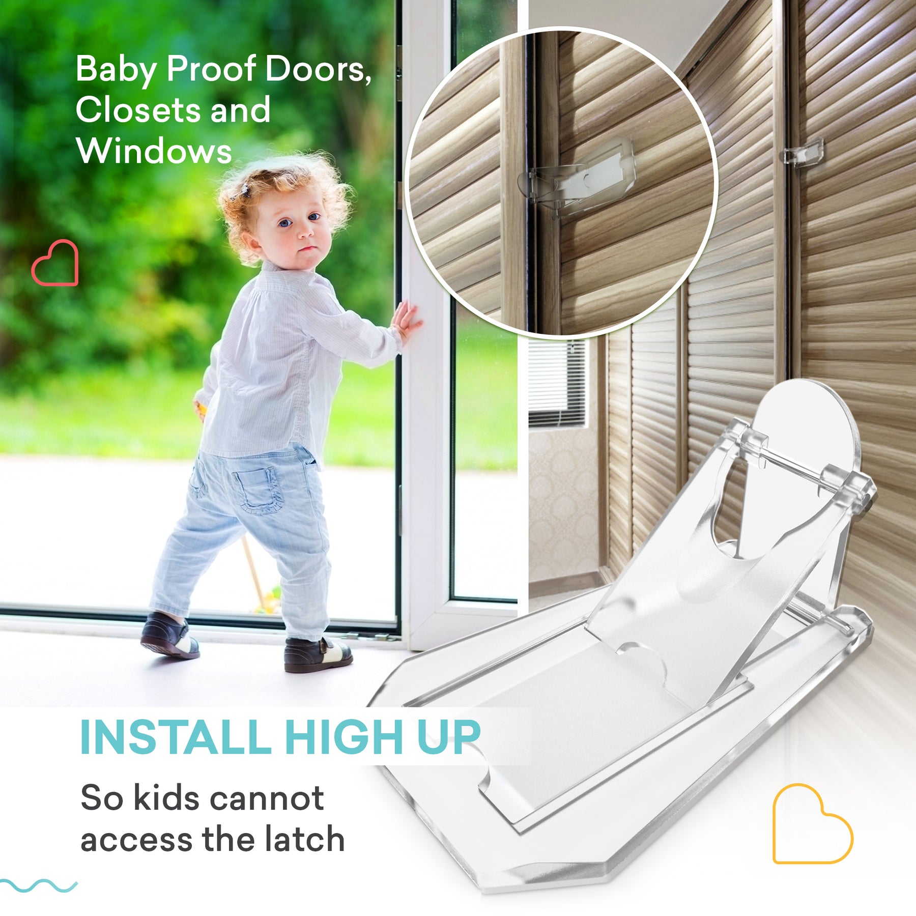 Child Proof Locks for Cabinet Doors, U-Shaped, Door Latch 4 PCK White –  Sure Basics