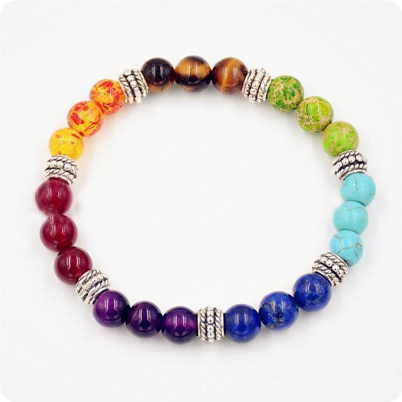 Chakra Bead Bracelet: Beads Representing the 7 Chakras, Healing Crysta ...