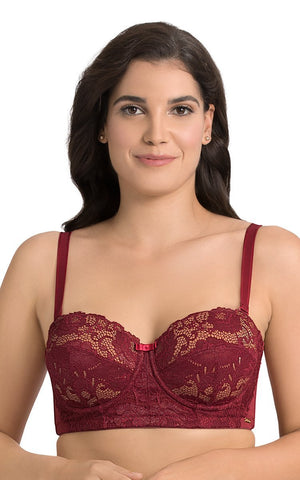 Buy InnerSense Double Layered Non-Wired Full Coverage Minimiser Bra - Red  Print at Rs.852 online