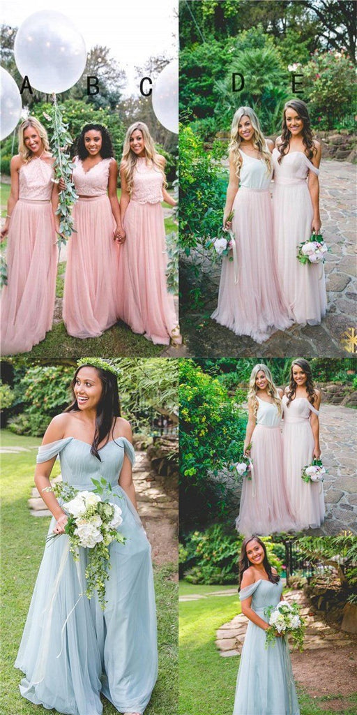 Cheap Custom Modern Fashion Bridesmaid Dress, Blue and Pink Mismatched ...