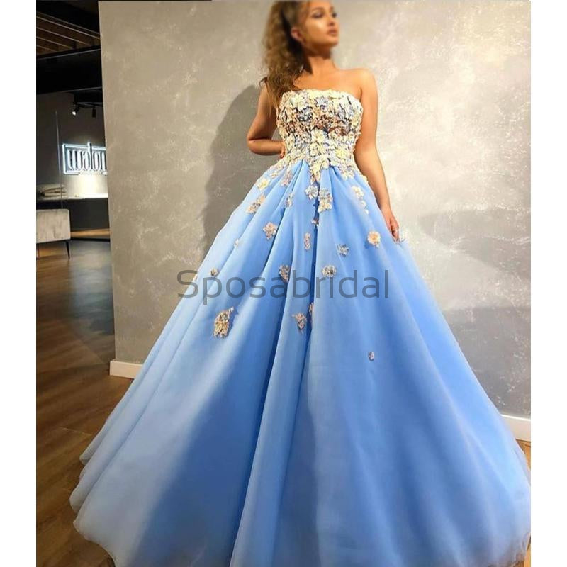 blue modest prom dresses