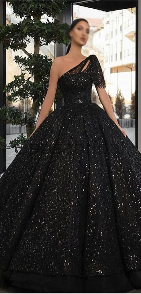 black sparkly ball gown