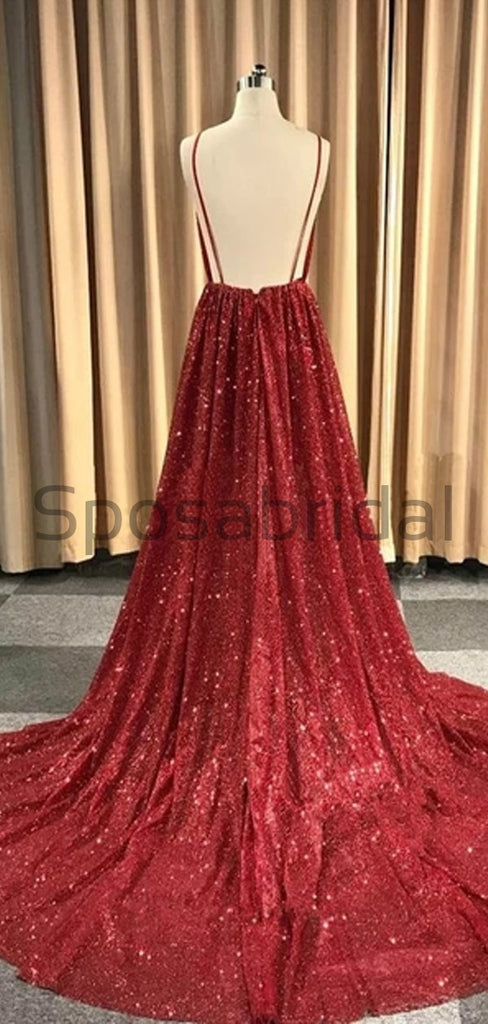 red sequin spaghetti strap dress