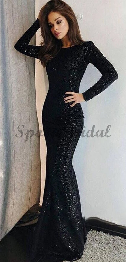 black long sleeve sparkly dress