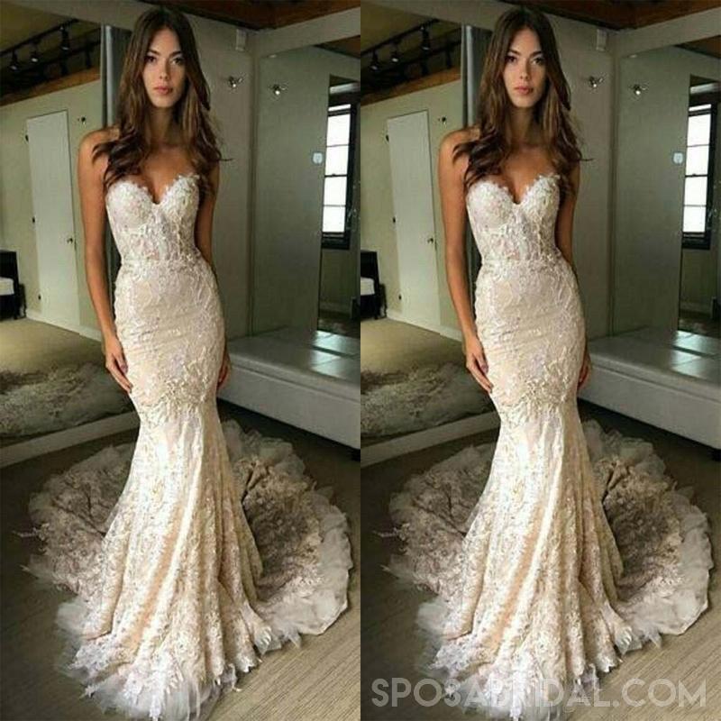 Mermaid Lace Sweetheart Elegant Formal Prom Dresses, Party Gowns, Brid ...