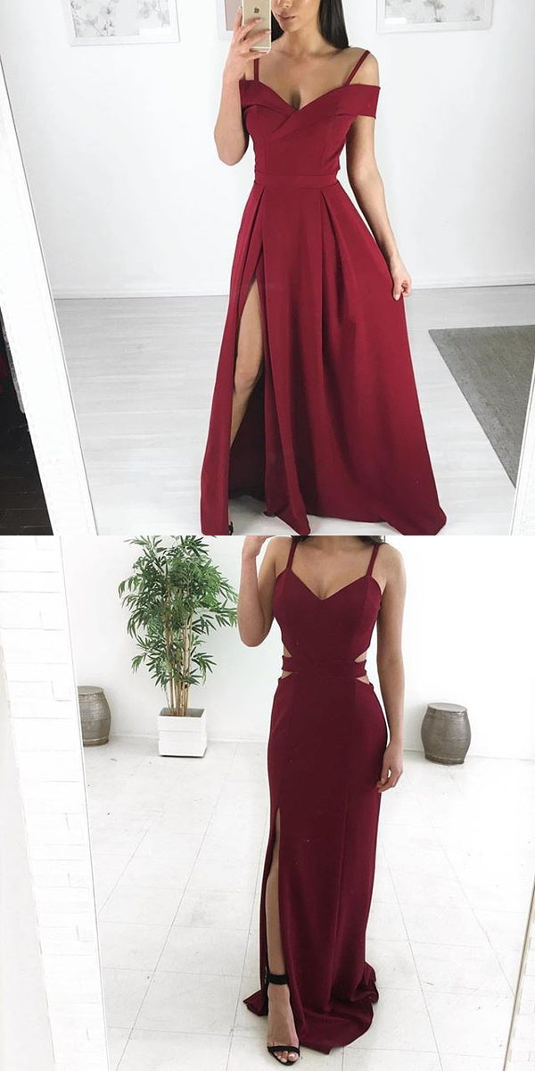 Mismatched Burgundy Modest Cheap Unique Bridesmaid Dresses, Popular Pa ...