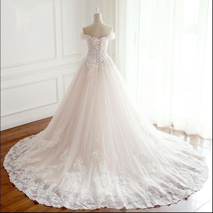 Off Shoulder A-Line Princess Wedding Dresses, 2018 Sparing Bridal Gown ...
