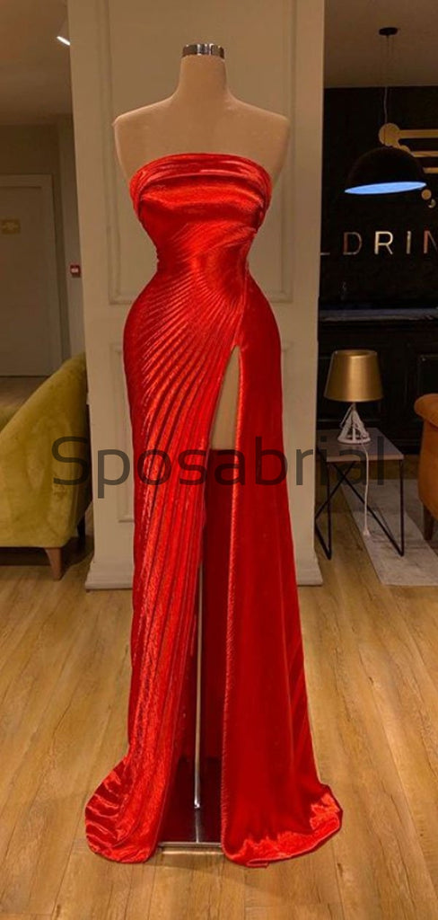 red satin dress slit