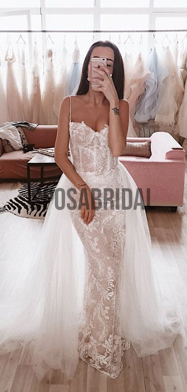 Sexy Spaghetti Straps Lace Mermaid Long Romantic Wedding Dresses Wd05 Sposabridal 2556