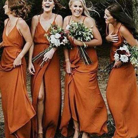 copper orange bridesmaid dresses