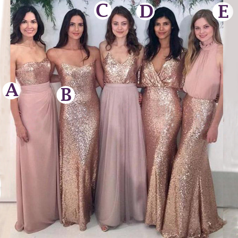 mismatched champagne bridesmaid dresses