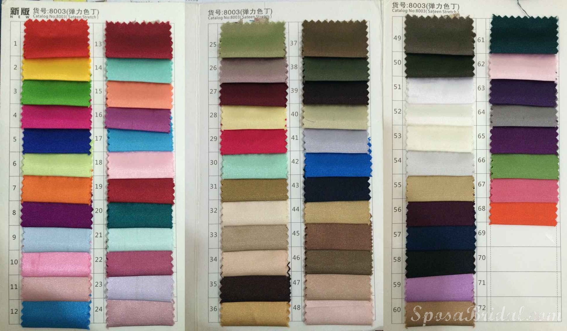 Elastic Satin Color Fabric Swatches – SposaBridal