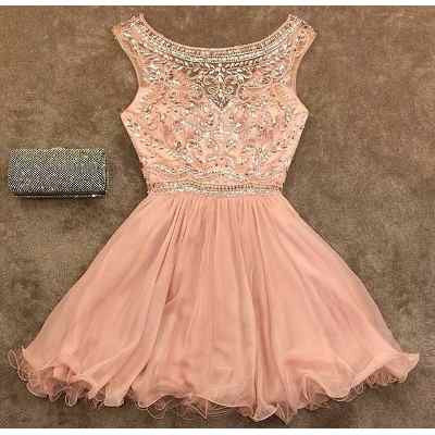 Short Sparkly beaded See through Sexy homecoming Formal prom dresses ...