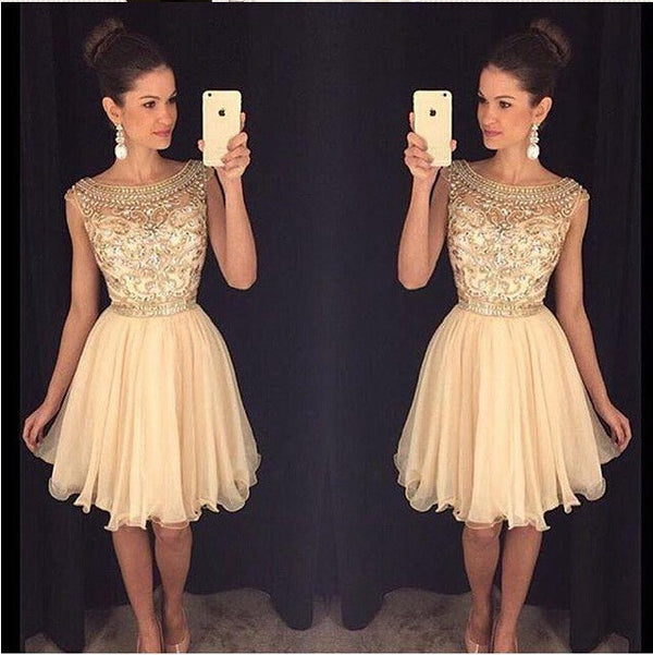 Short Sparkly beaded See through Sexy homecoming Formal prom dresses ...