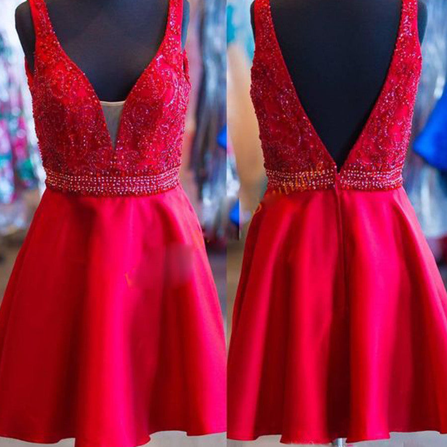 Red simple open backs charming for teens formal homecoming prom dresses,BD00170