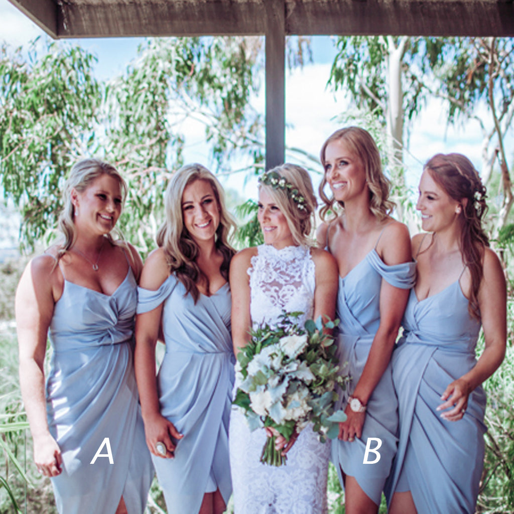 pale blue short bridesmaid dresses