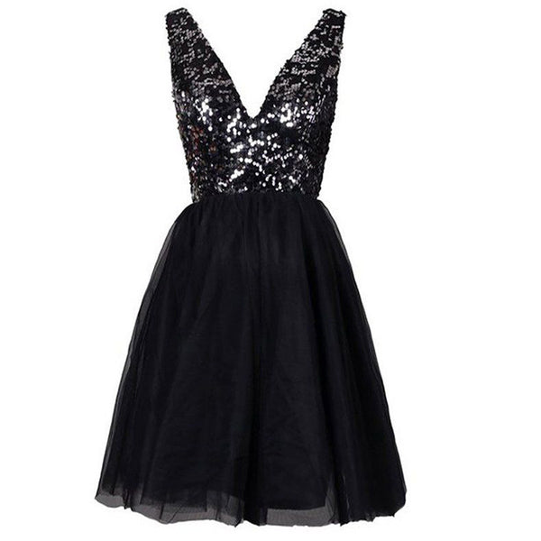 Sequined sparkly open back V-neck sexy Evening Cocktail homecoming pro ...