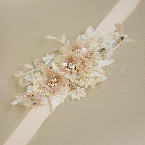 floral bridal belt