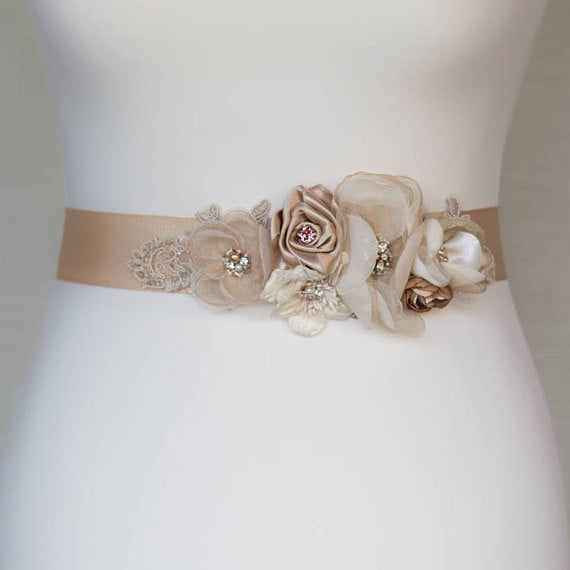 floral bridal belt