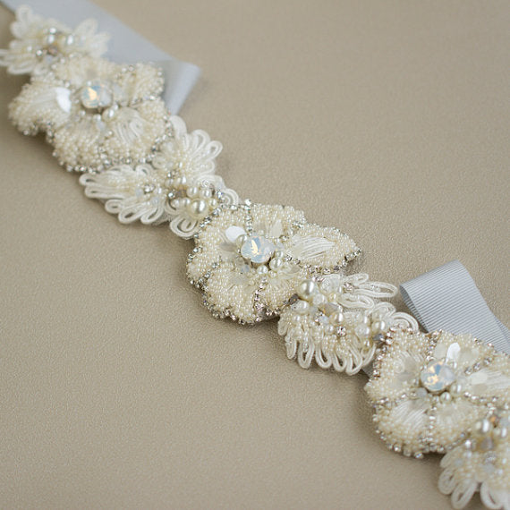 Ivory Beaded Floral Bridal Belt,Wedding Belt,Sparkly Beading Sash,Gorg ...