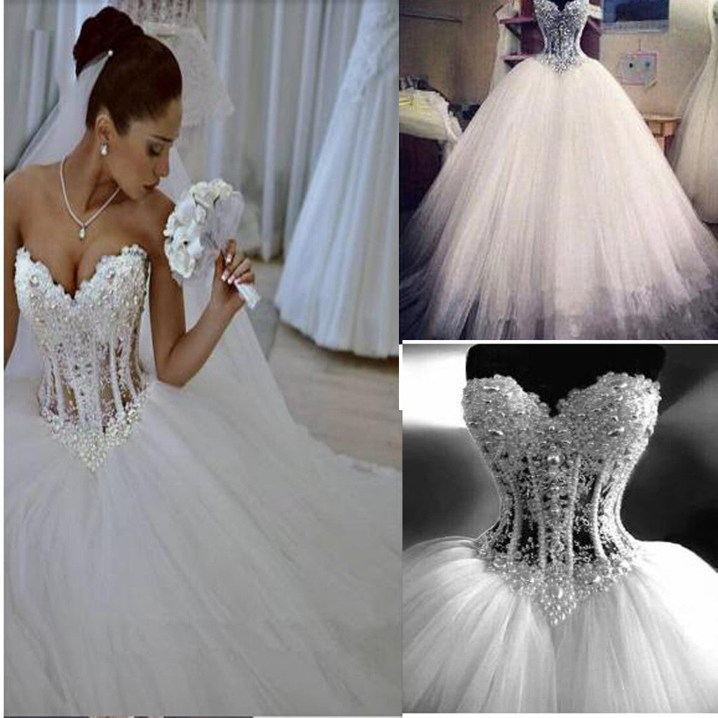 Sparkly Crystal Ball Gown Corset with Beading Sweetheart Tulle Princes ...