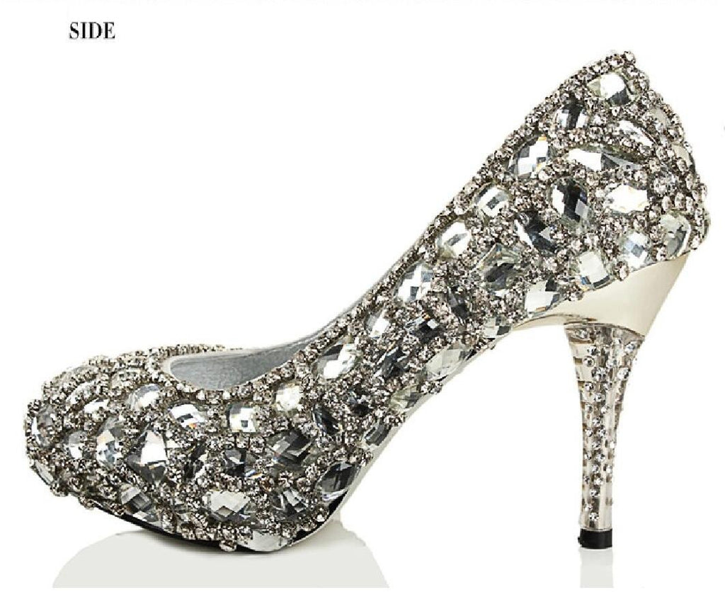 Sparkly Crystal High Heels Pointed Toe Rhinestone Wedding Bridal Shoes –  AlineBridal