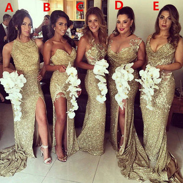 gold wedding bridesmaid dresses