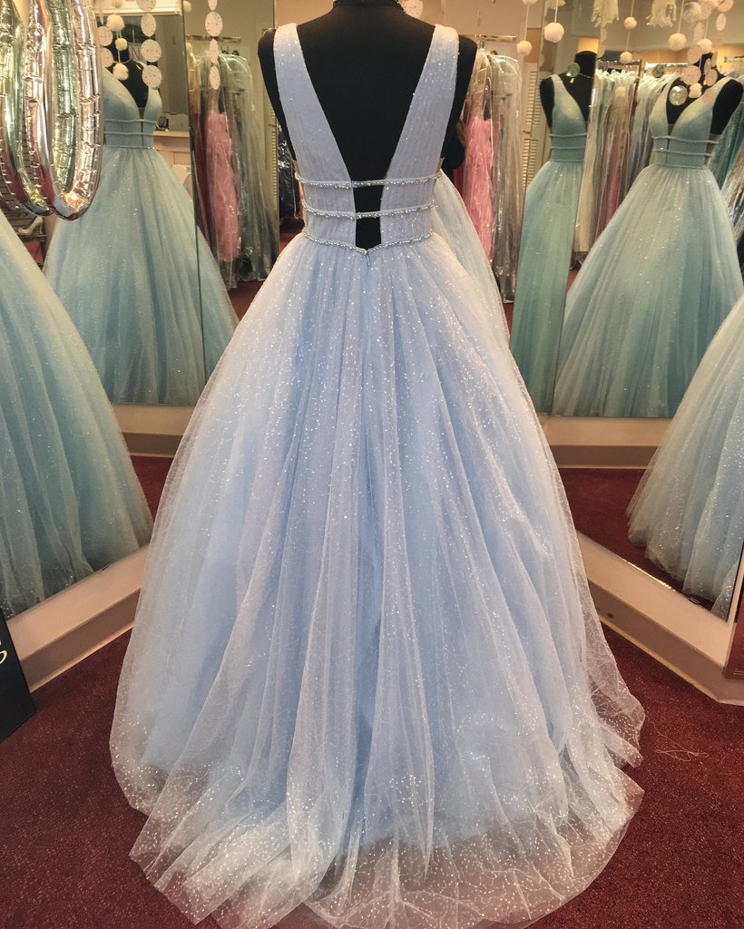 blue sparkly ball gown